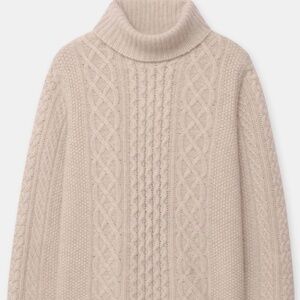 Super Luxe Cashmere Fisherman Cable Turtleneck